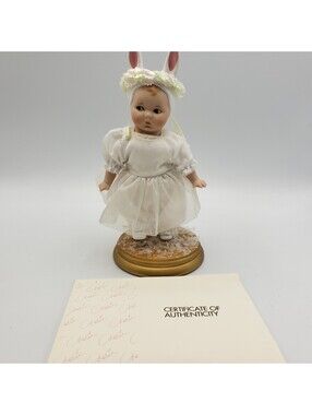 Marie Osmond Dolls LL Knickerbocker  Bunny Love Cherub Porcelain Stand COA